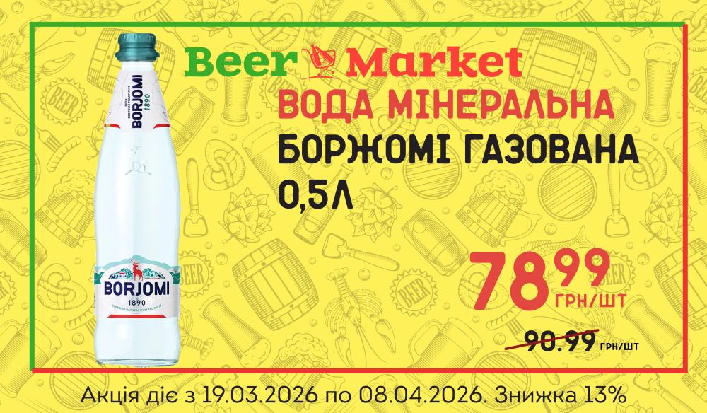 Акція на Вода мінеральна природна Боржомі 0,5 газ скло